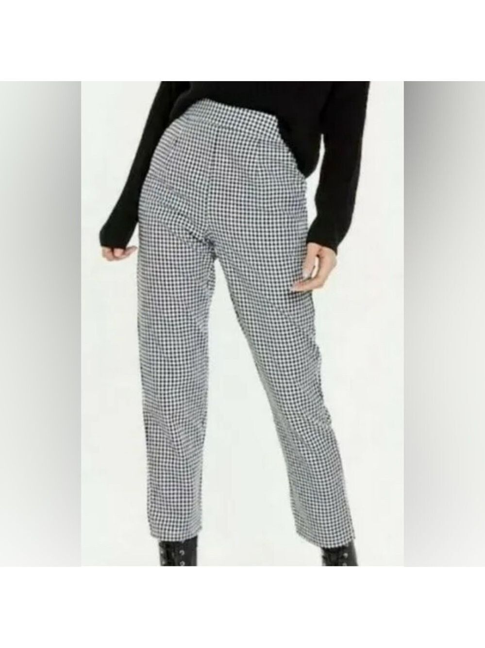 Cartonnier Anthropologie Houndstooth Linen Pleated Gingham Crop Pants size 0